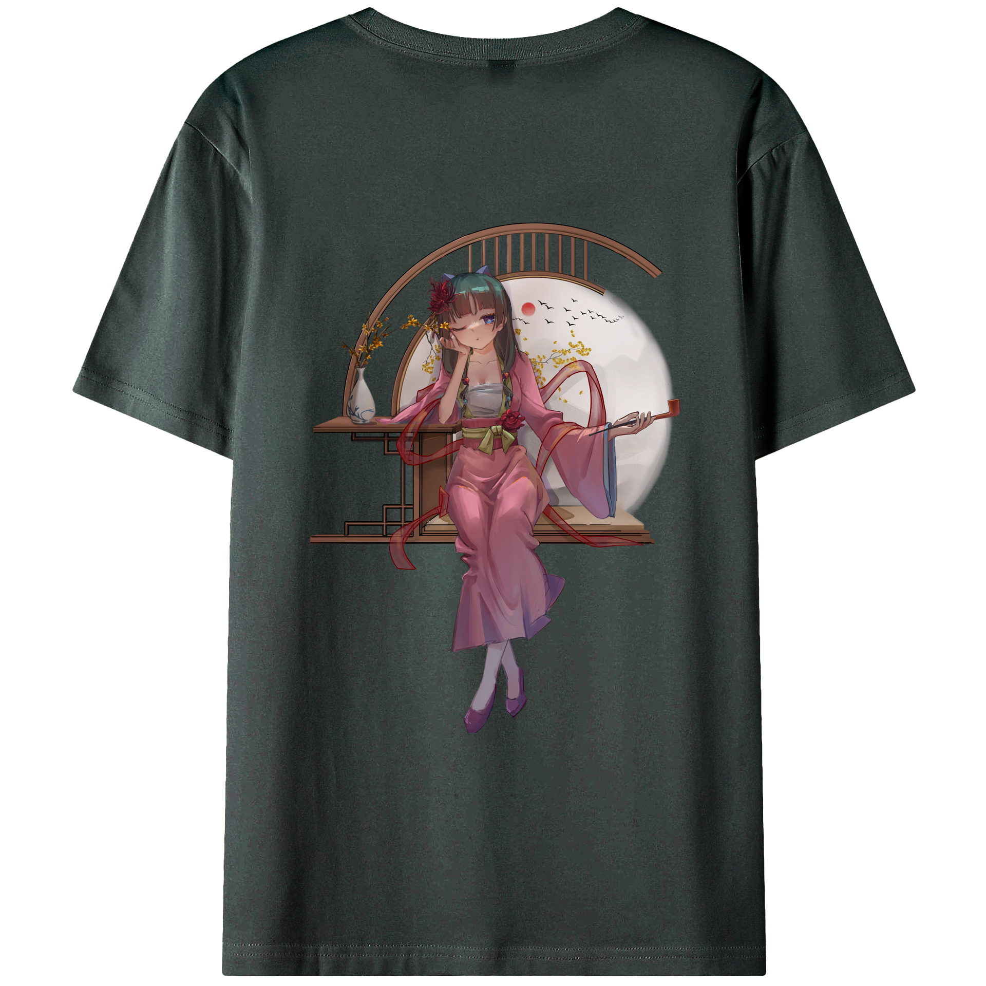 （画像用） 薬屋のひとりごと The Apothecary Diaries 綿100％ メンズ半袖Tシャツ（バックプリント） 通気性